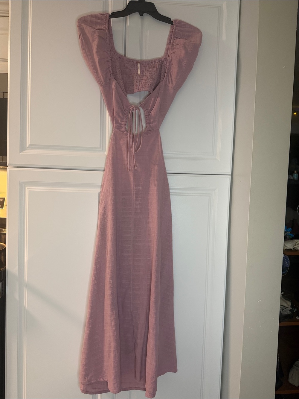 Free People Mauve Pink Maxi Dress with Puff Sleeves